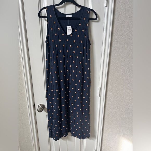 J. Jill Blue and White Sleeveless V-Neck Maxi Sundress - Picture 2 of 8